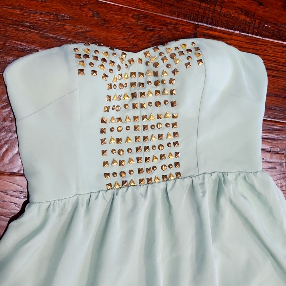 MM Couture by Miss Me Strapless Dress in Lime Green